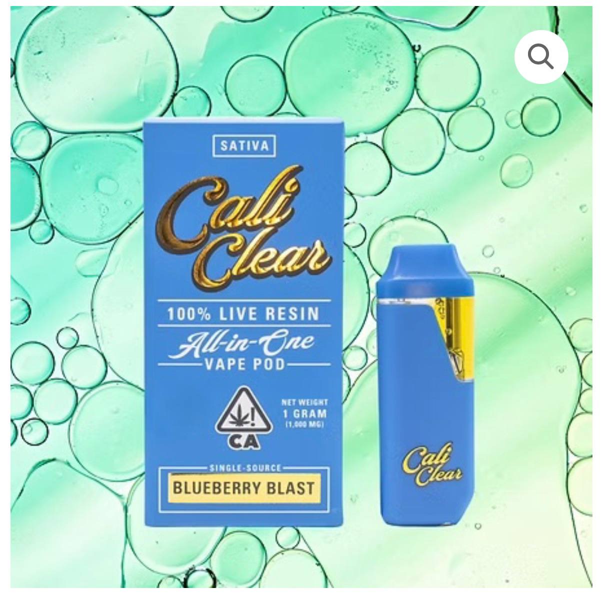 Cali Clear Blueberry Blast - 1g Live Resin - All In One Vape Pod - Sativa